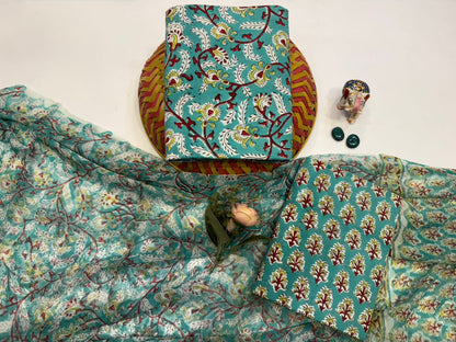 Cotton Suit with Chiffon Duppata