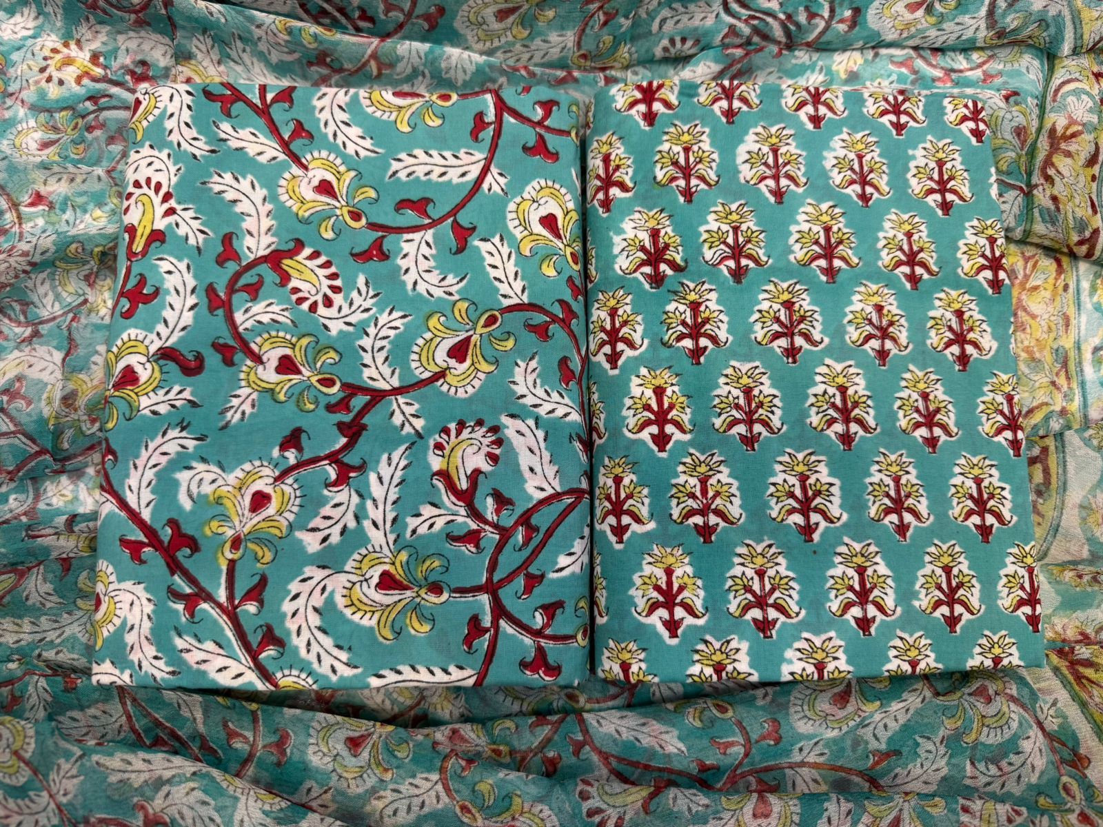 jaipur cotton dress material with chiffon dupatta Cotton Suit Set with Pure Chiffon Dupatta and Cotton Bottom | 6060 Cambric Cotton