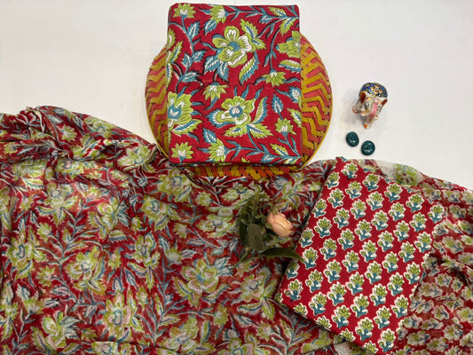 Cotton Suit with Chiffon Duppata