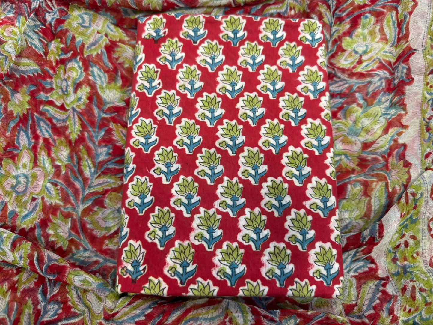 Cotton Suit with Chiffon Duppata