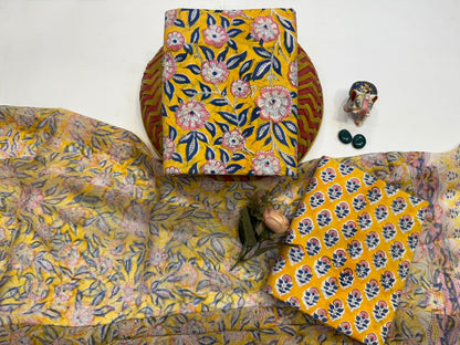 Cotton Suit with Chiffon Duppata