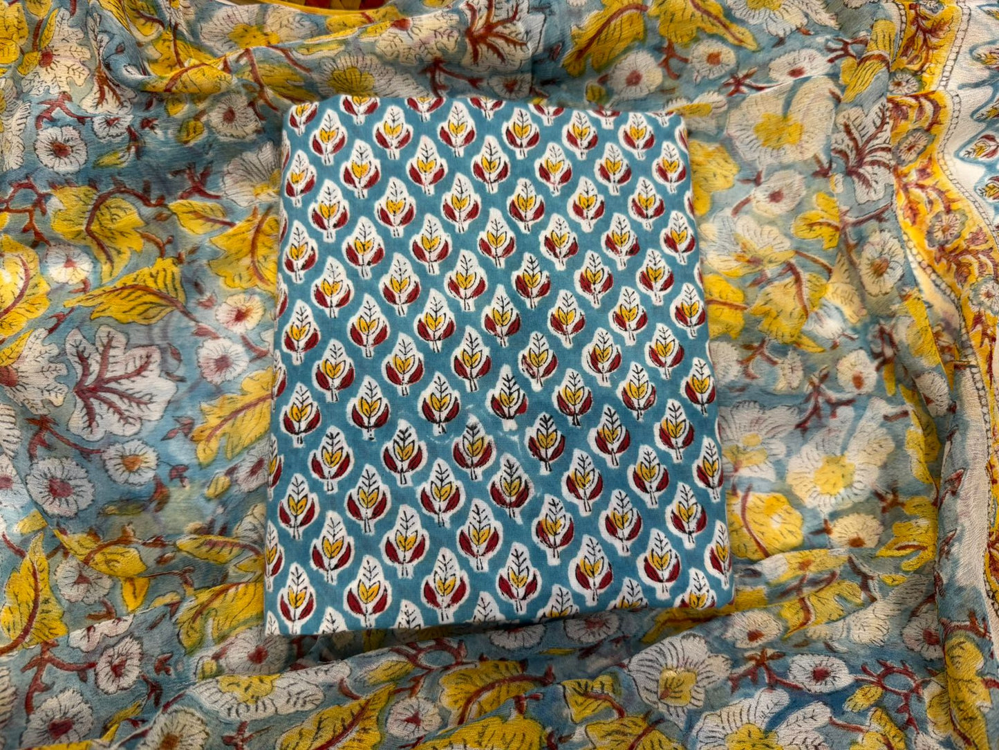 Cotton Suit with Chiffon Duppata