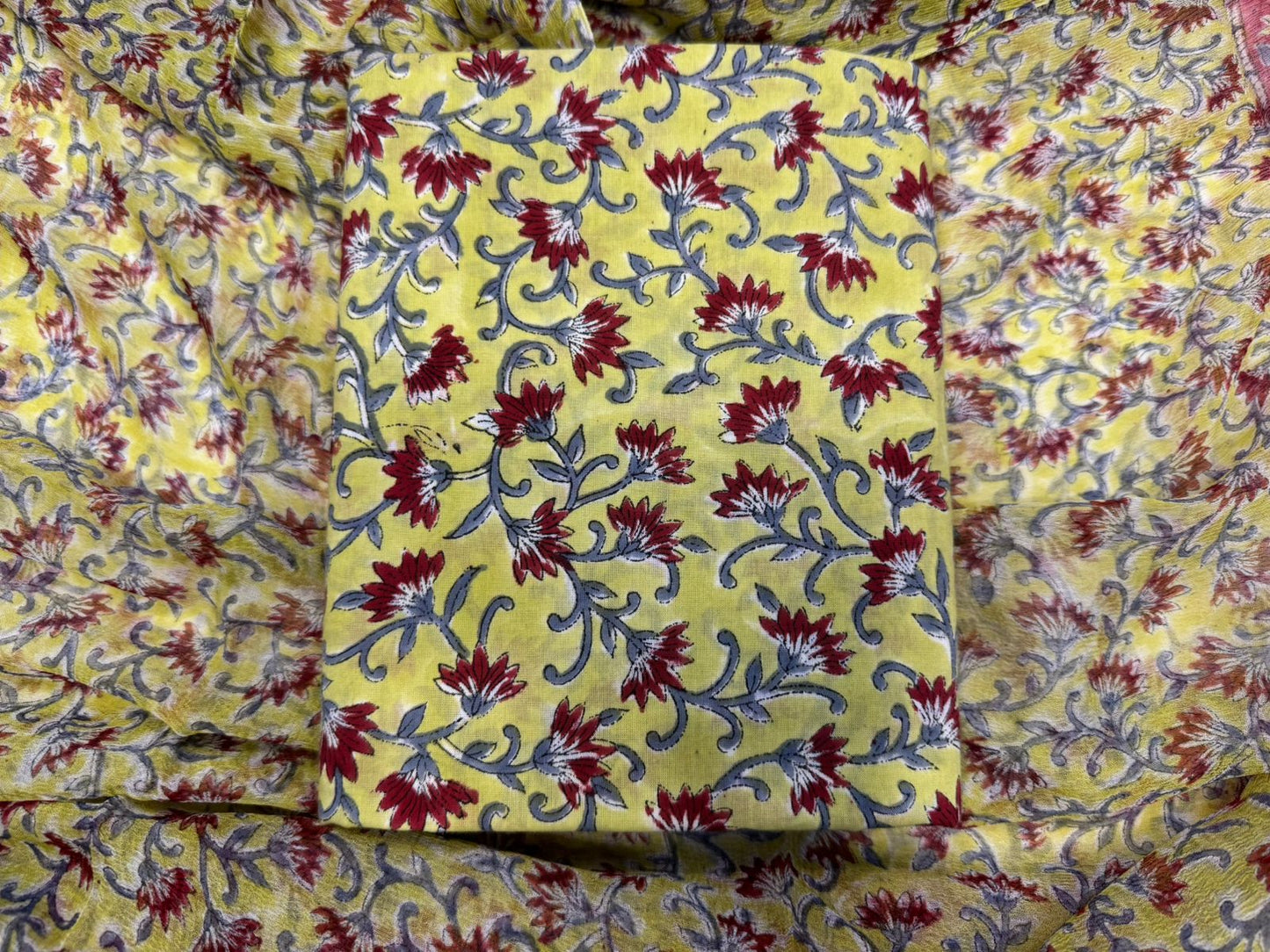 Cotton Suit with Chiffon Duppata