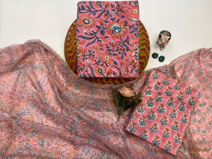 Cotton Suit with Chiffon Duppata