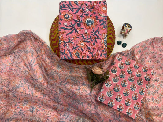 Cotton Suit with Chiffon Duppata