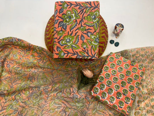 Cotton Suit with Chiffon Duppata