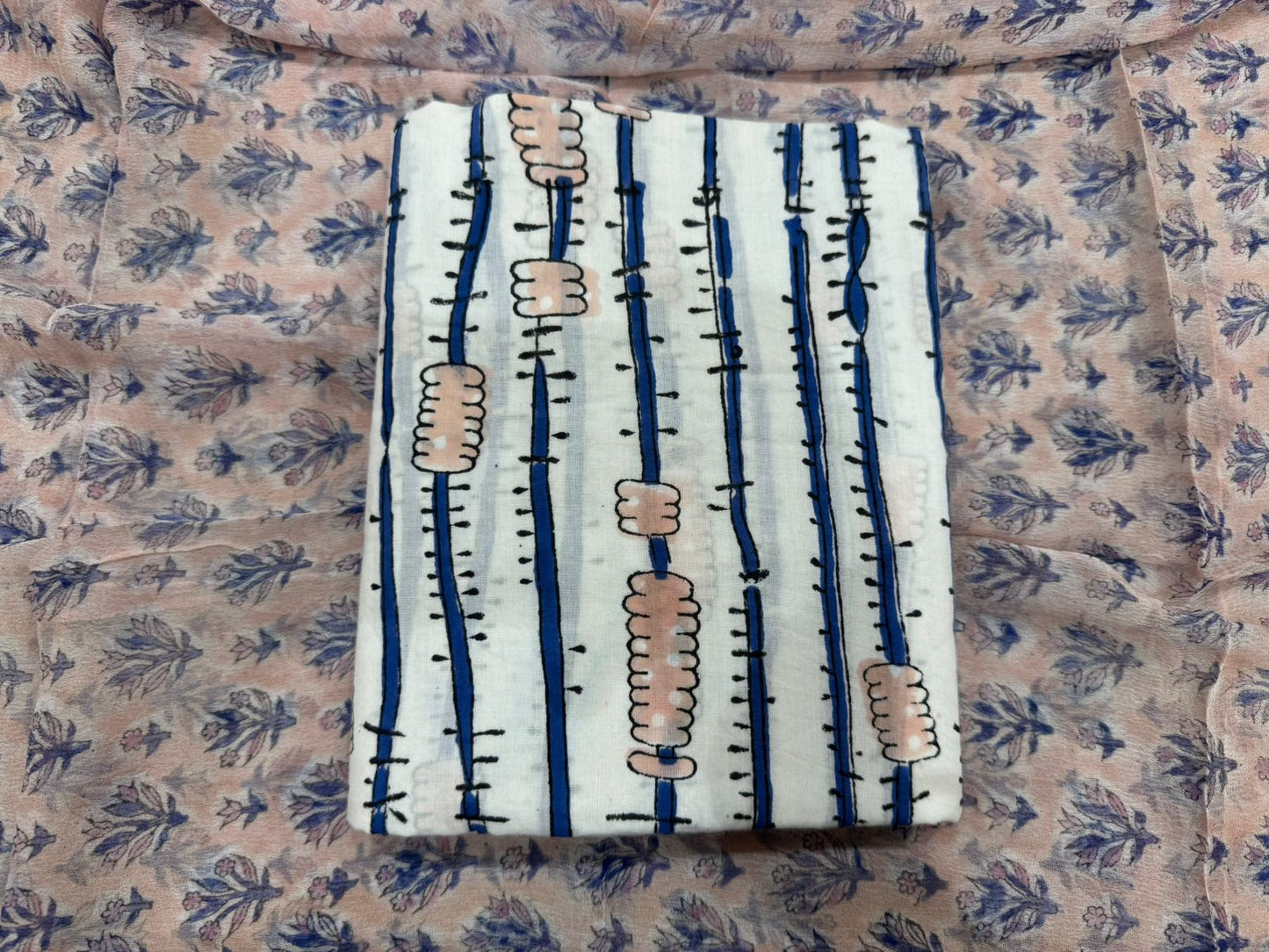 Cotton Suit with Chiffon Duppata