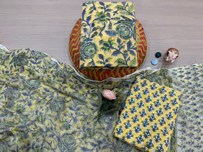 Cotton Suit with Chiffon Duppata