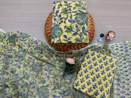 Cotton Suit with Chiffon Duppata