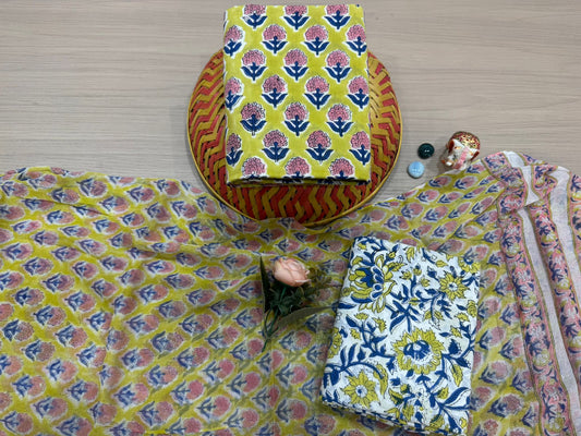 Cotton Suit with Chiffon Duppata