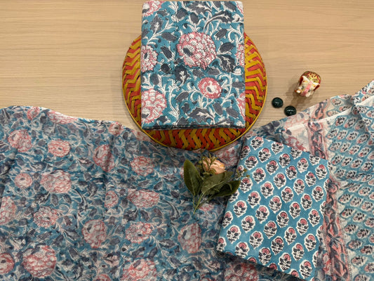 Cotton Suit with Chiffon Duppata