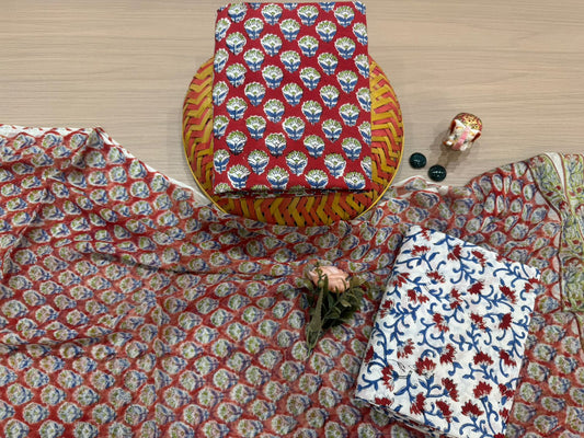 Cotton Suit with Chiffon Duppata