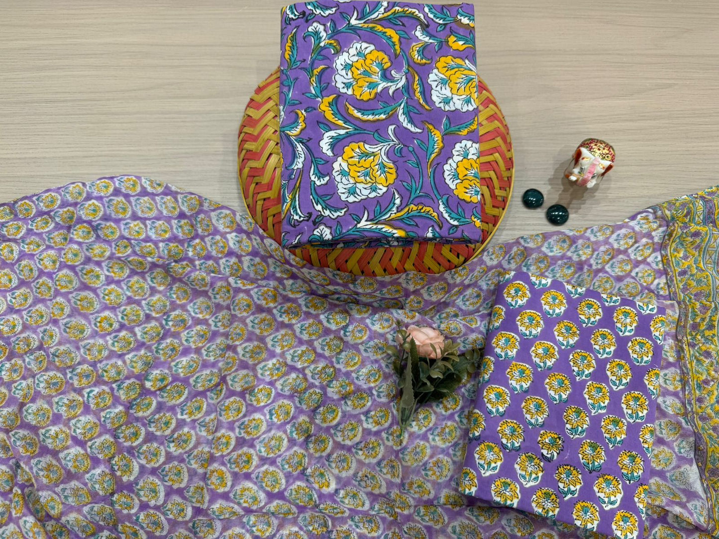 Cotton Suit with Chiffon Duppata
