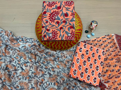 Cotton Suit with Chiffon Duppata