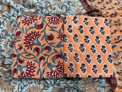 Cotton Suit with Chiffon Duppata