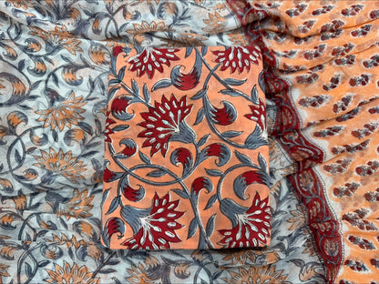 Cotton Suit with Chiffon Duppata