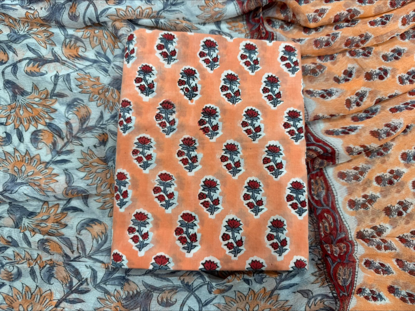 Cotton Suit with Chiffon Duppata
