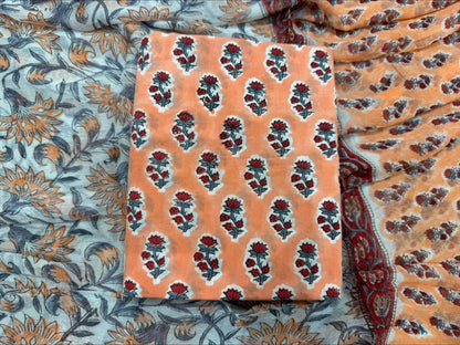 Cotton Suit with Chiffon Duppata