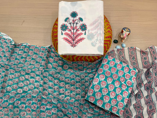 Cotton Suit with Chiffon Duppata