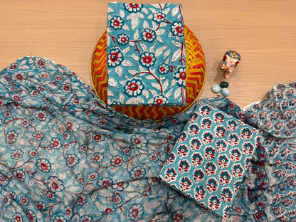 Cotton Suit with Chiffon Duppata
