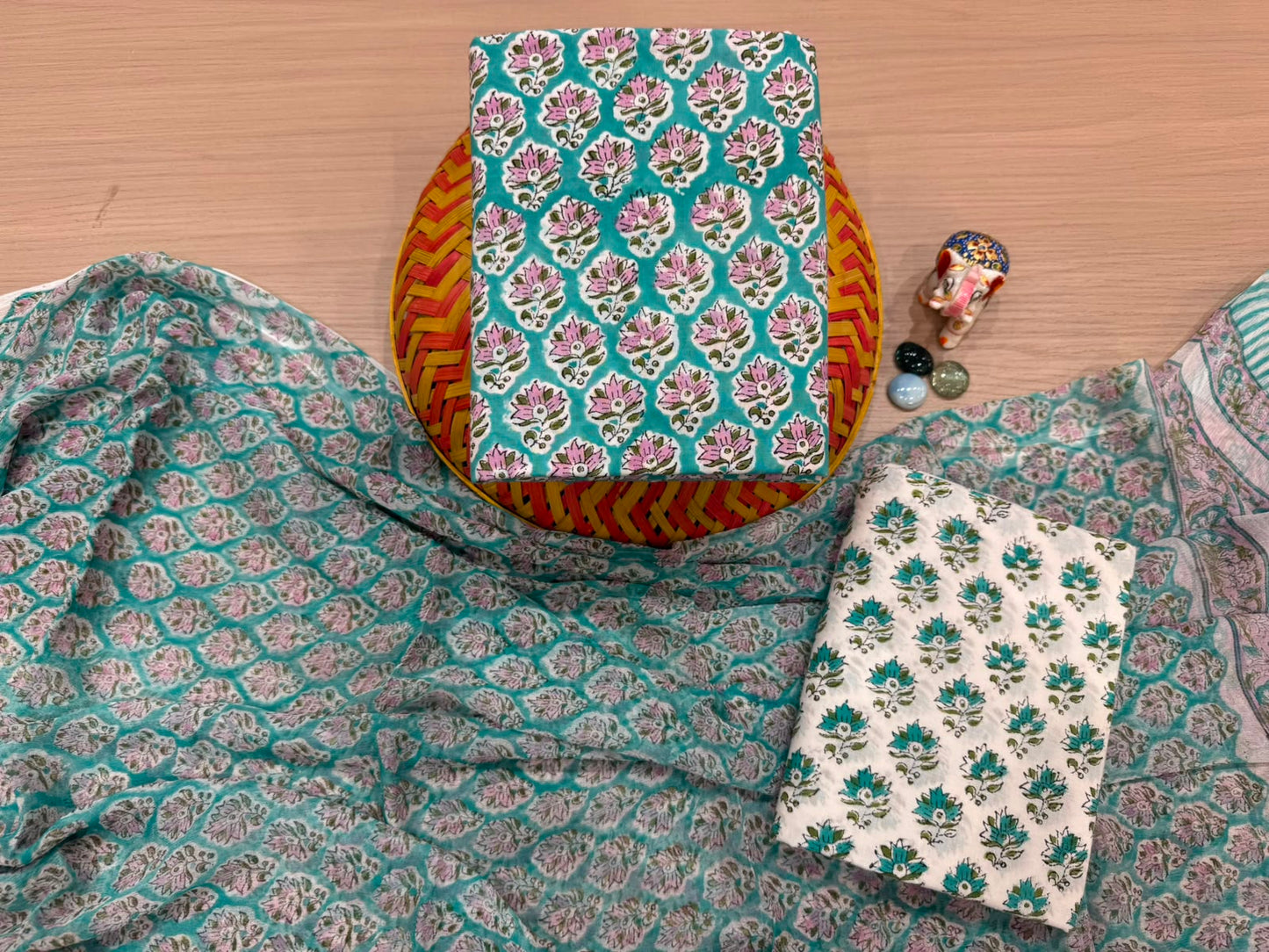 Cotton Suit with Chiffon Duppata