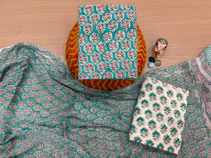 Cotton Suit with Chiffon Duppata