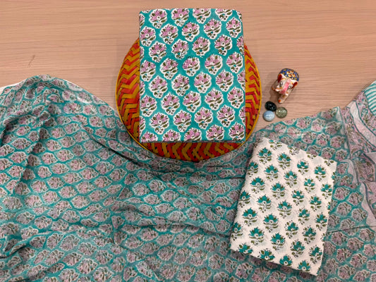 Cotton Suit with Chiffon Duppata