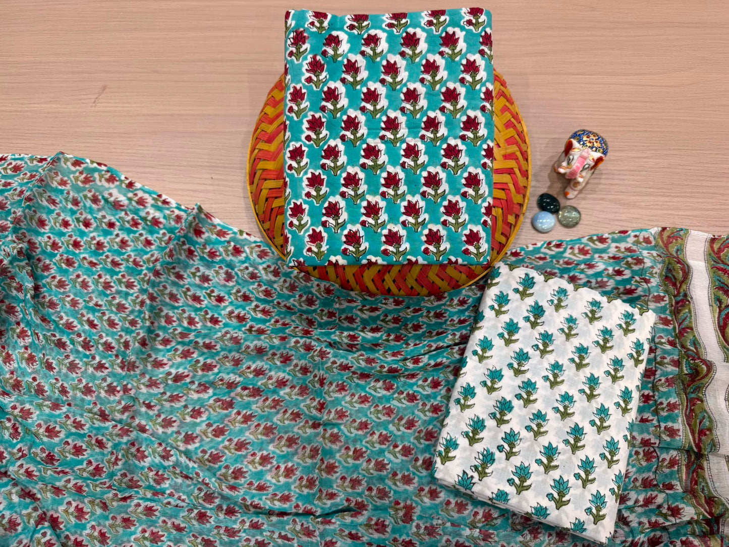 Cotton Suit with Chiffon Duppata