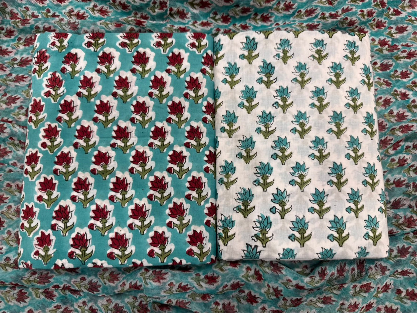 Cotton Suit with Chiffon Duppata