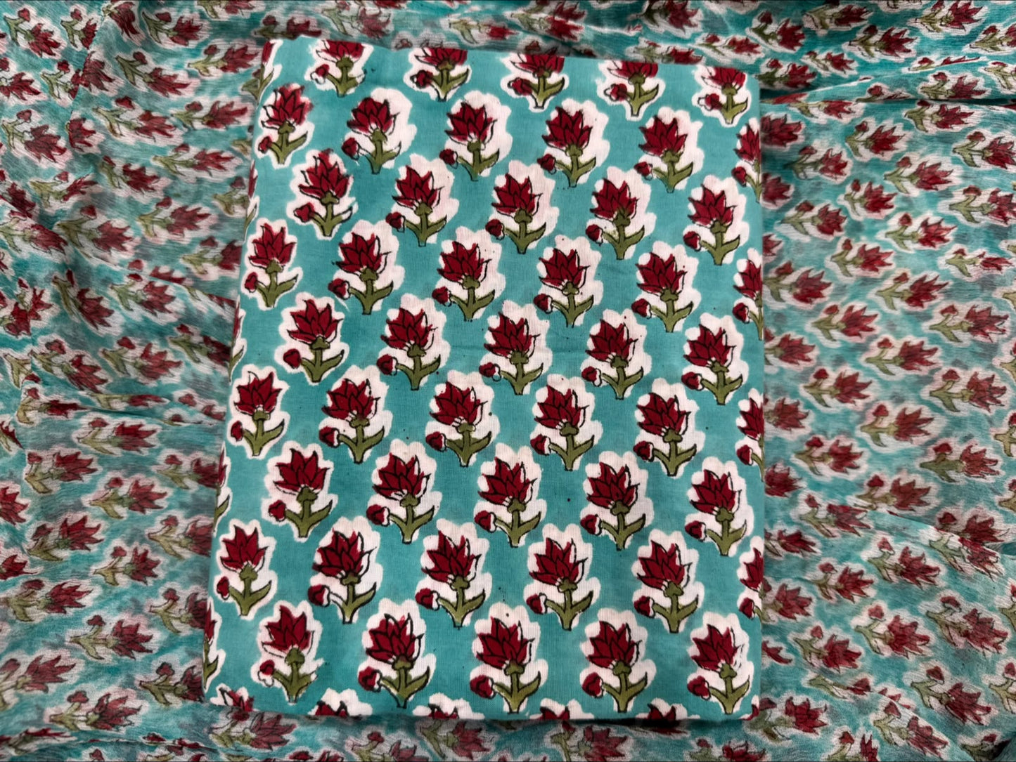 Cotton Suit with Chiffon Duppata