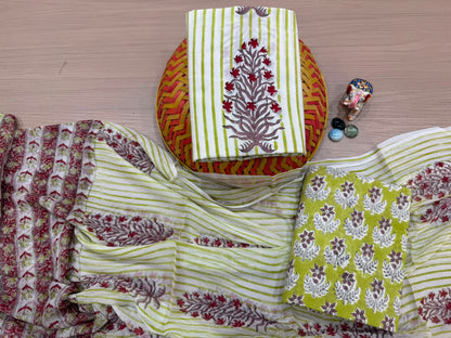 Cotton Suit with Chiffon Duppata