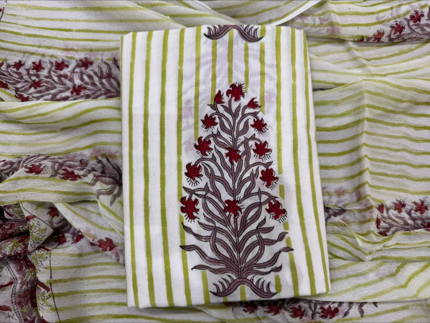 Cotton Suit with Chiffon Duppata