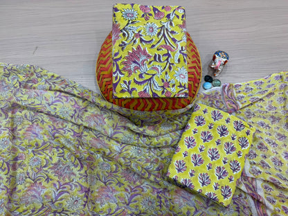 Cotton Suit with Chiffon Duppata