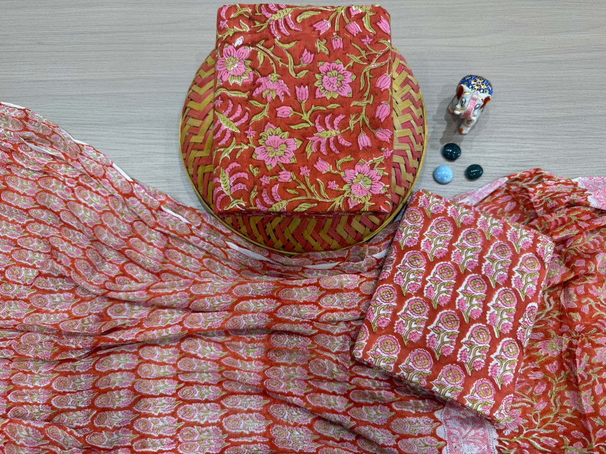 Cotton Suit with Chiffon Dupatta
