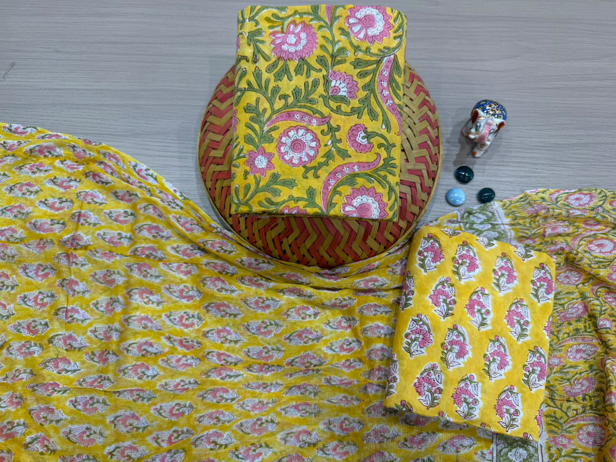 Cotton Suit with Chiffon Dupatta