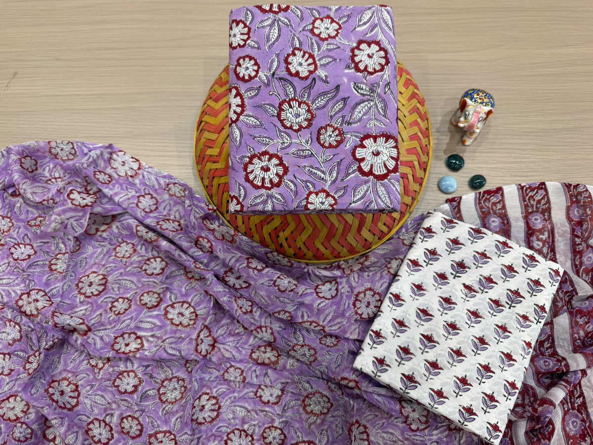 Cotton Suit with Chiffon Dupatta