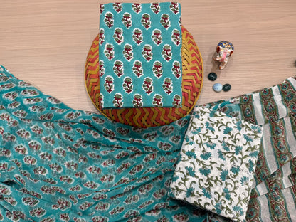 Cotton Suit with Chiffon Dupatta