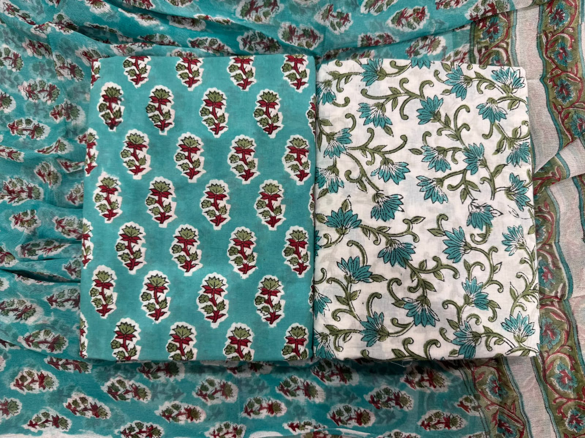 Cotton Suit with Chiffon Dupatta
