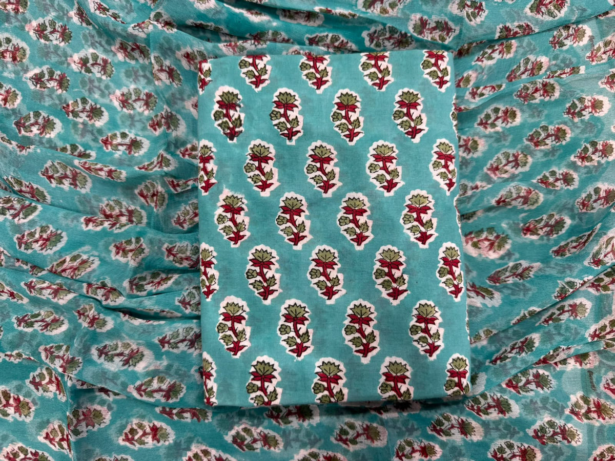 Cotton Suit with Chiffon Dupatta