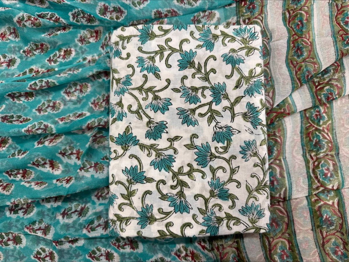 Cotton Suit with Chiffon Dupatta