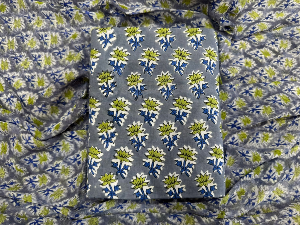 Cotton Suit with Chiffon Dupatta