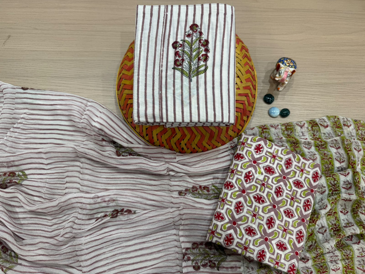 Cotton Suit with Chiffon Dupatta