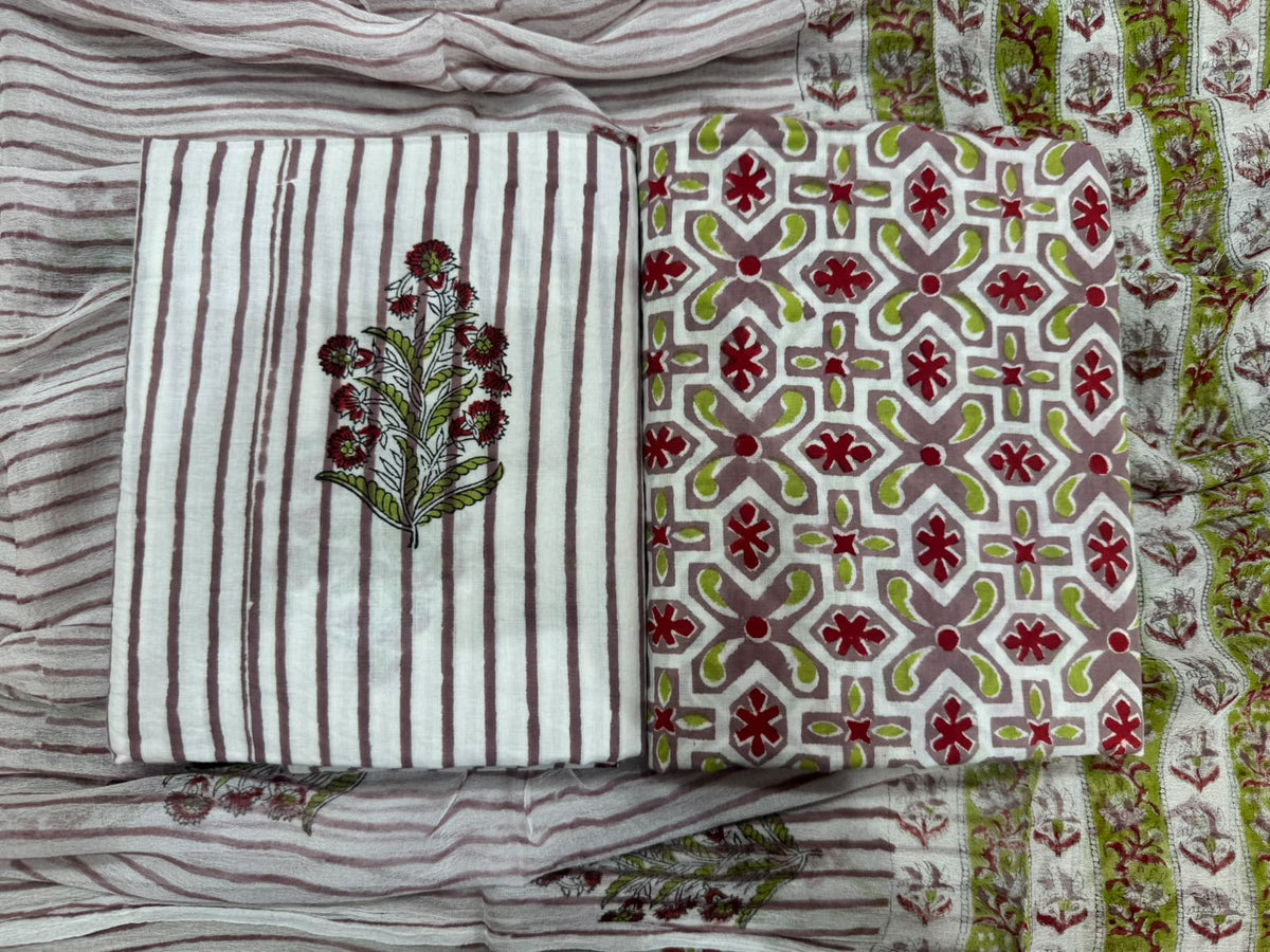 Cotton Suit with Chiffon Dupatta