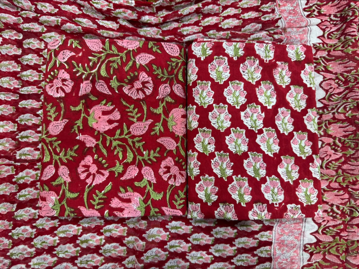 Cotton Suit with Chiffon Dupatta