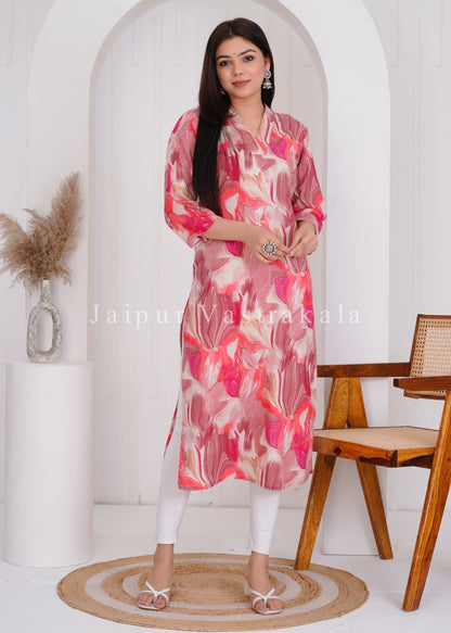 Peach Marble Cotton Kurti