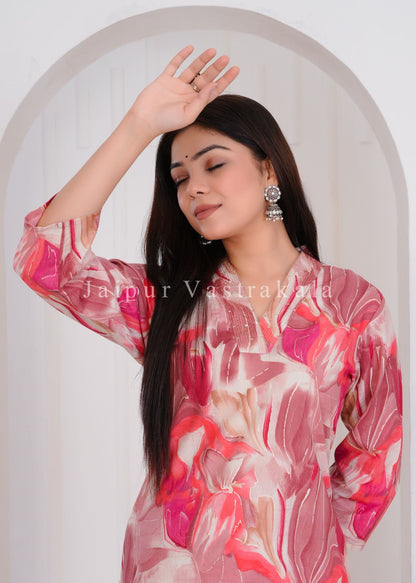Peach Marble Cotton Kurti