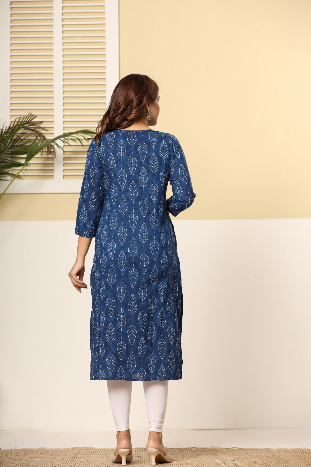Blue Leaf Vein Angrakha Kurti