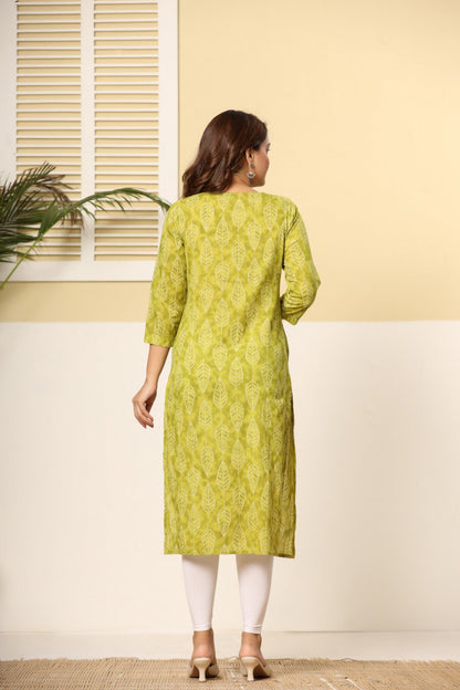 Green Leaf Vein Angrakha Kurti