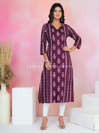 Wine Boota Bahaar Cotton Kurti