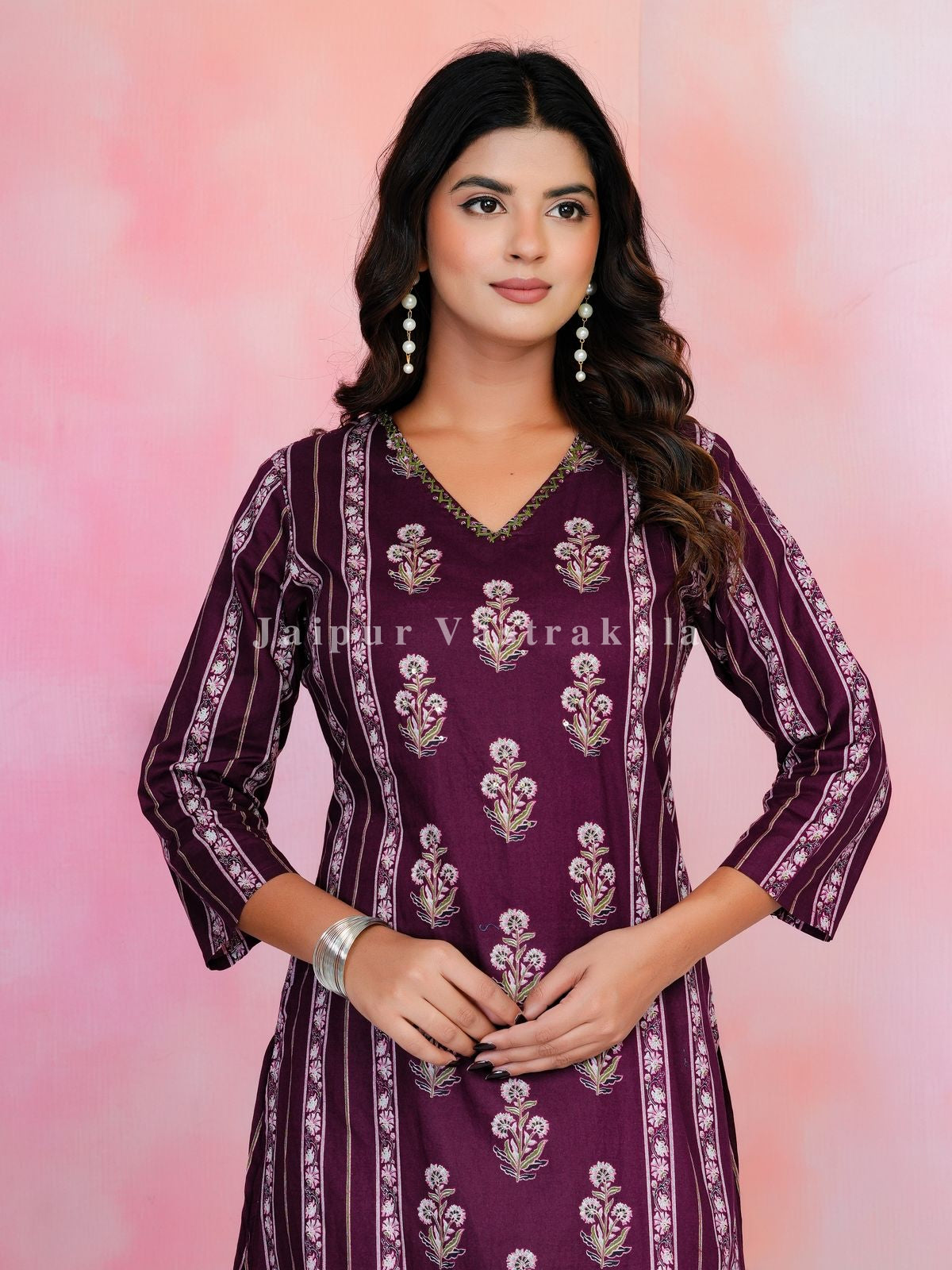 Wine Boota Bahaar Cotton Kurti